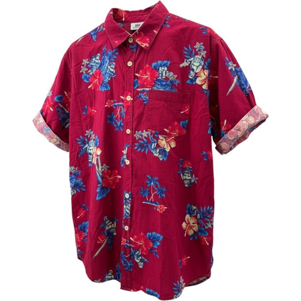 Star Wars Darth Vader Stormtrooper Hawaiian Shirt Red Mens L Good